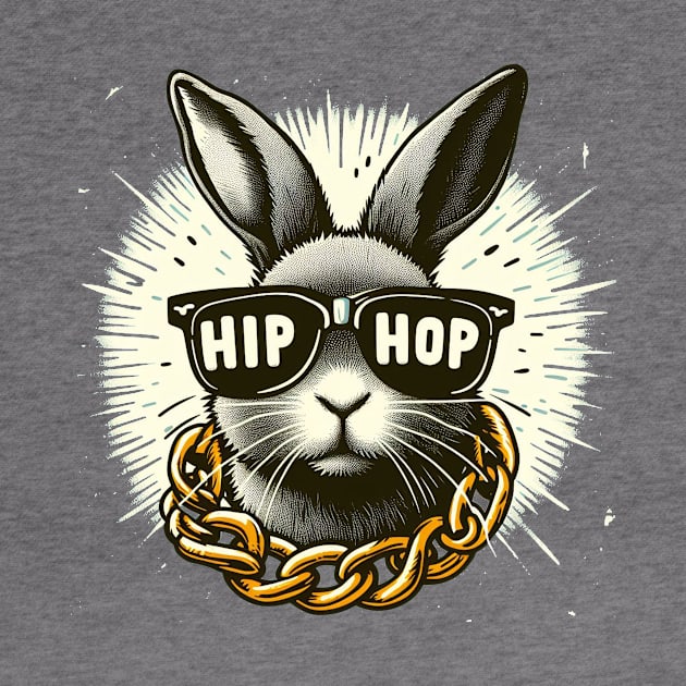 Hip Hop Easter Bunny Wearing Sunglasses and Gold Chain by TeeTrendz